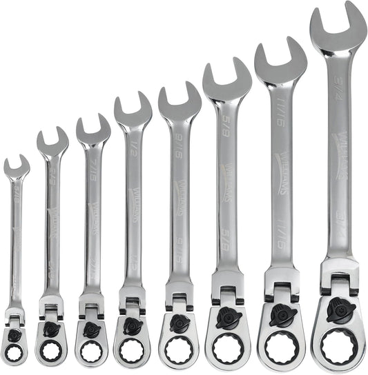 Williams WS-1168RCF 8-Piece Reversible Flex Head Ratcheting Combination Wrench Set