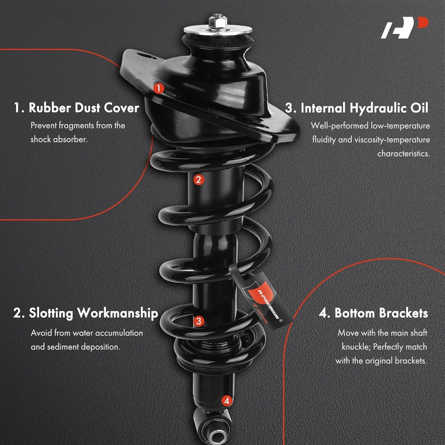 A-Premium Rear Complete Strut & Coil Spring Assembly Compatible with Chevrolet Camaro 2011 2012 2013 2014 2015, 3.6L, 2-PC Set
