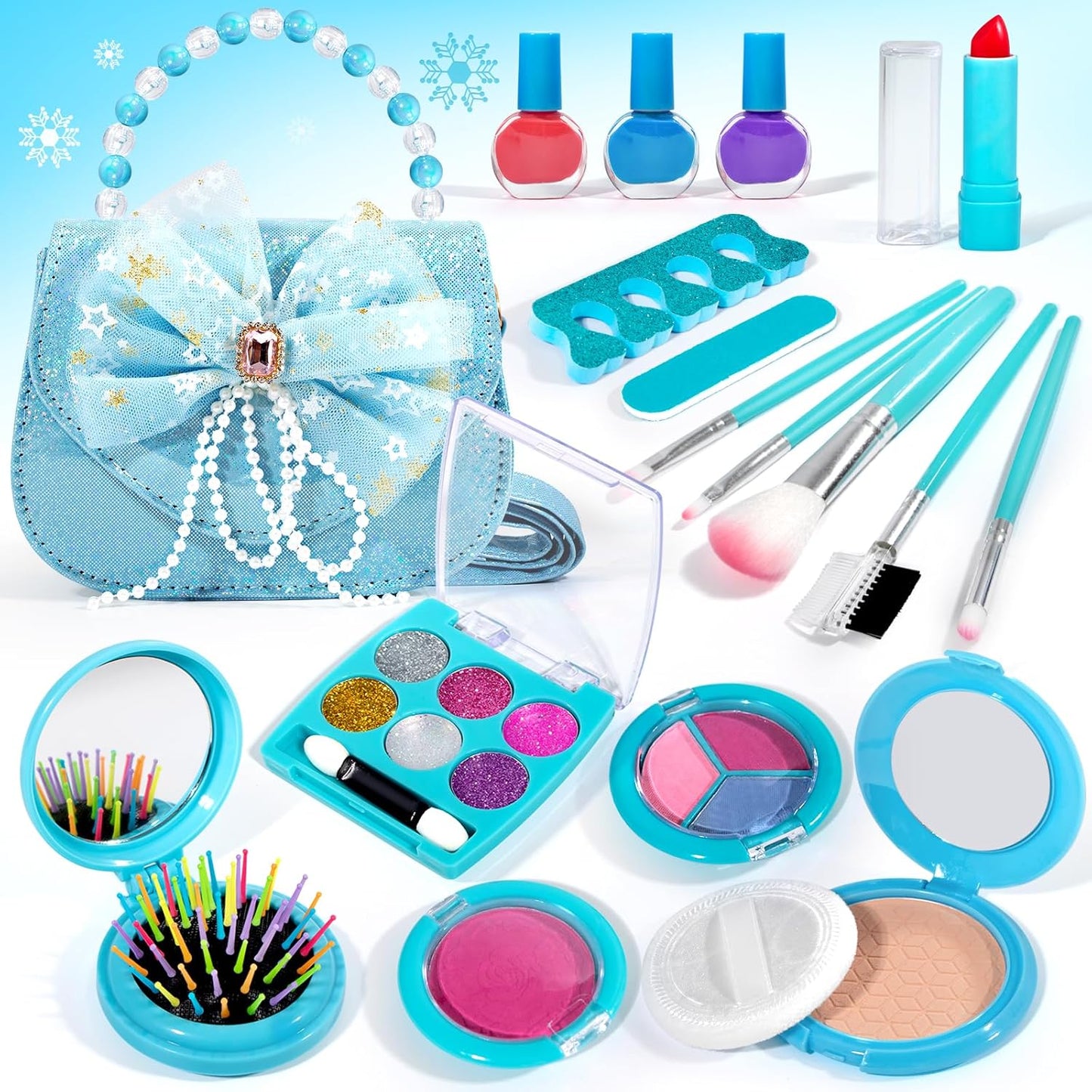 ULOVEME Kids Real Makeup Kit for Girls with Fluffy Purse - Real, Non Toxic, Washable Make Up Toy - Umicorn Toys Gift for 3 4 5 6 7 8 Years Old Girls Birthday (Pink Umicorn)