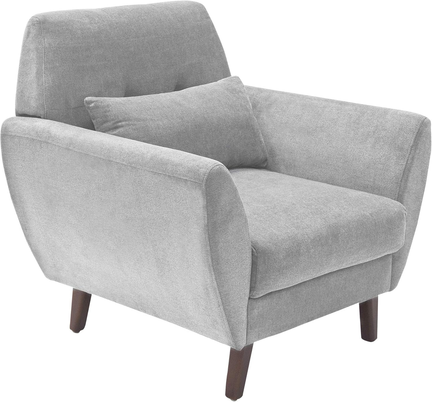 Serta Artesia Midcentury Modern Armchair, Easy to Clean, Microfiber Fabric, Durable Hardwood Construction, Ships in One Convenient Box, Arm Chair, Light Gray