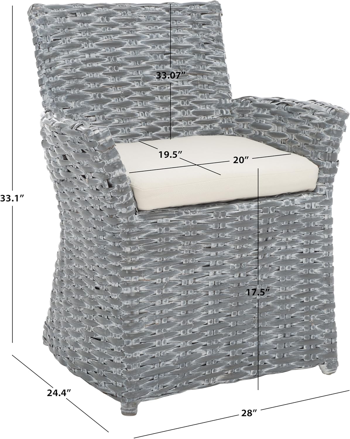 Safavieh Home Collection Cabana Grey White Wash Arm Chair