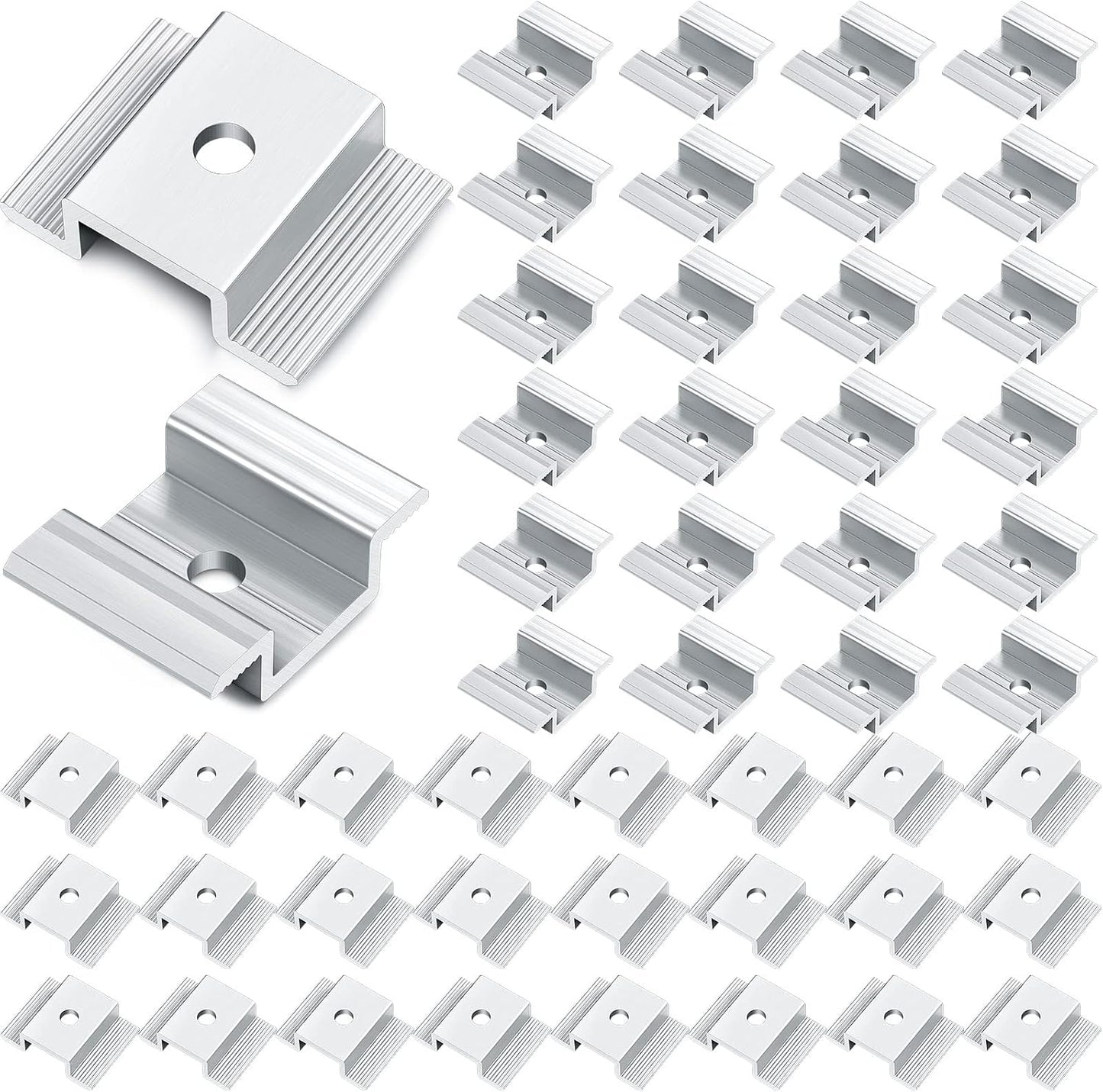 Zhengmy 100 Pack Solar Panel Mid Clamps 1.06 Inch Solar Panel Bracket Aluminium Mounting Accessories Aluminum Solar Mid Clamp for Solar Panel Mounting Solar Panel Mid Clamp