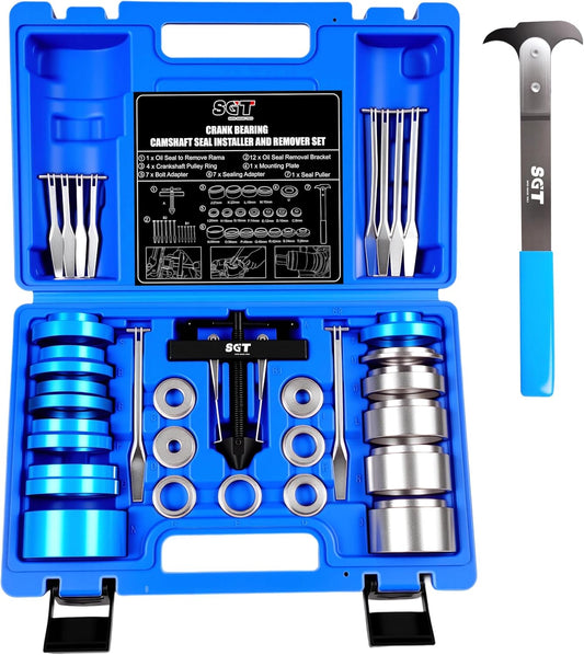 SGT Crank Bearing Camshaft Seal Installer and Remover Set,33pcs Crank Bearing Camshaft Seal with Seal Puller,Crank Seal Installer kit for Automotive Engine Repair