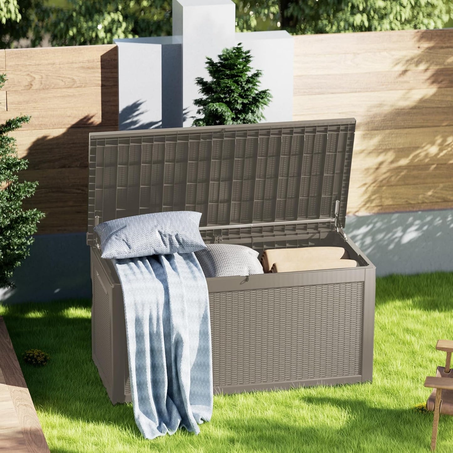 200 Gallon Outdoor Storage Box - Waterproof Patio Deck Box for Outside Deliveries, All-Weather Resin Bin with Lock for Cushions & Tools, UV-Resistant, Matte Black