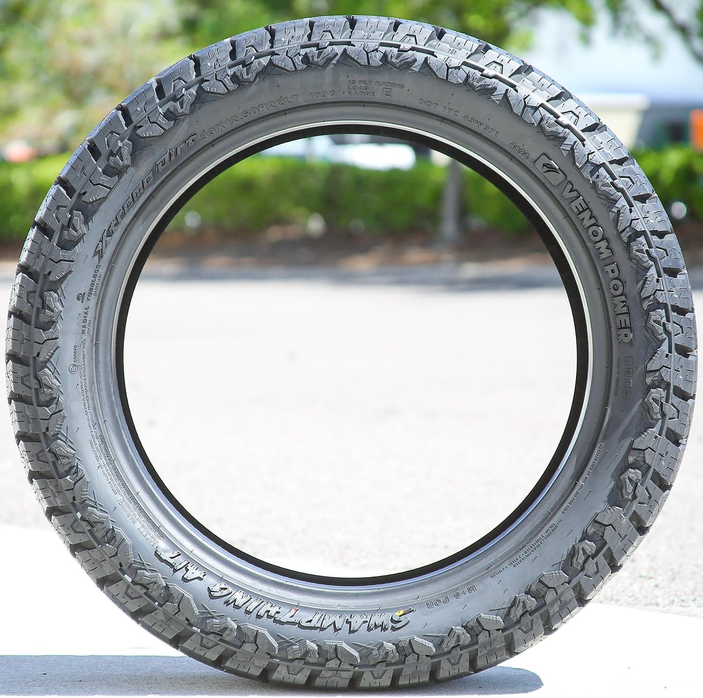 Venom Power Swampthing A/T Xtreme Dirt All-Terrain Off-Road Light Truck Radial Tire-33X12.50R22LT 33X12.50X22 33X12.50-22 109Q Load Range E LRE 10-Ply BSW Black Side Wall