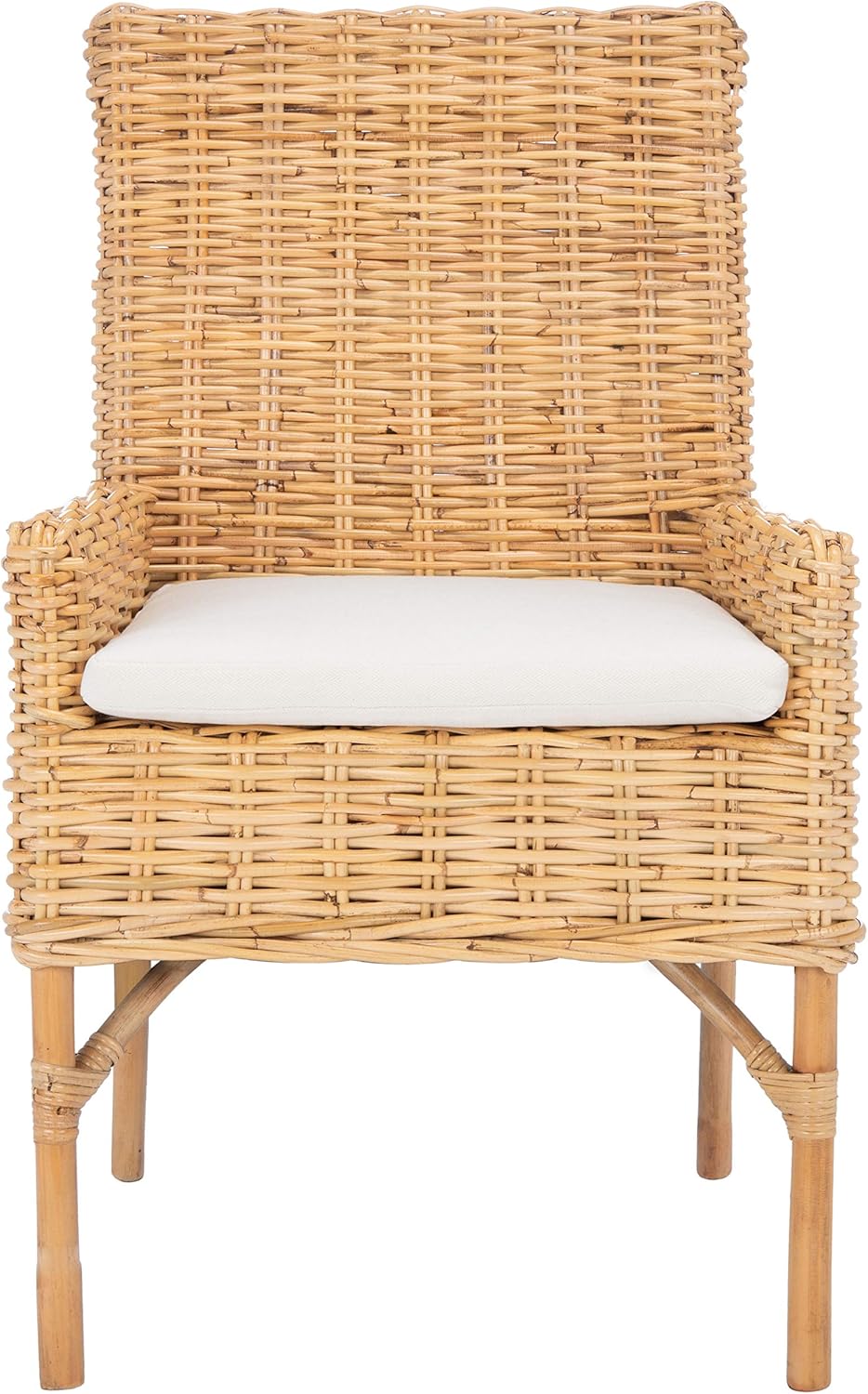 SAFAVIEH Home Collection Nancy Rattan Cushion Accent Chair, Natural/White