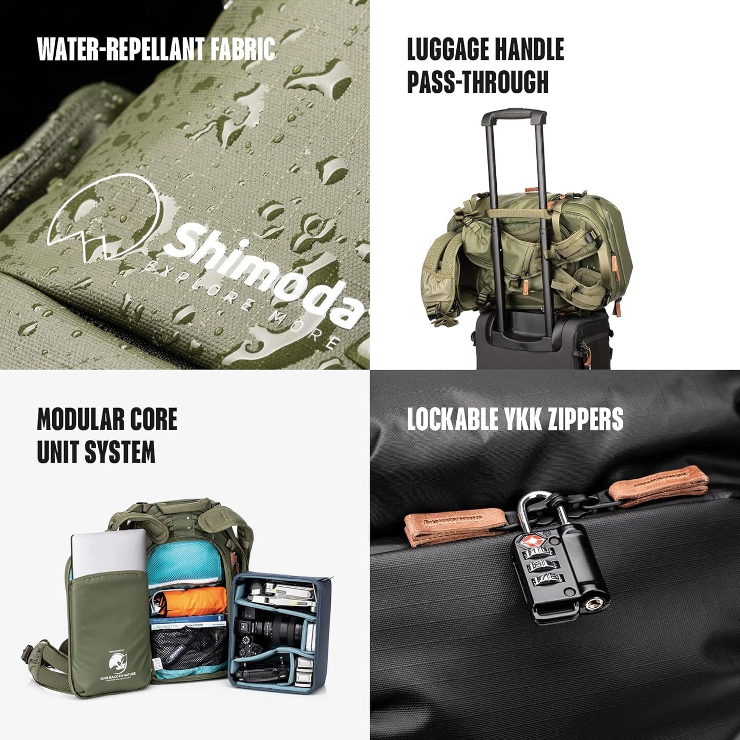 Shimoda Explore V2 25 Liter Adventure Backpack Starter Kit with Small Mirrorless Core Unit, Army Green