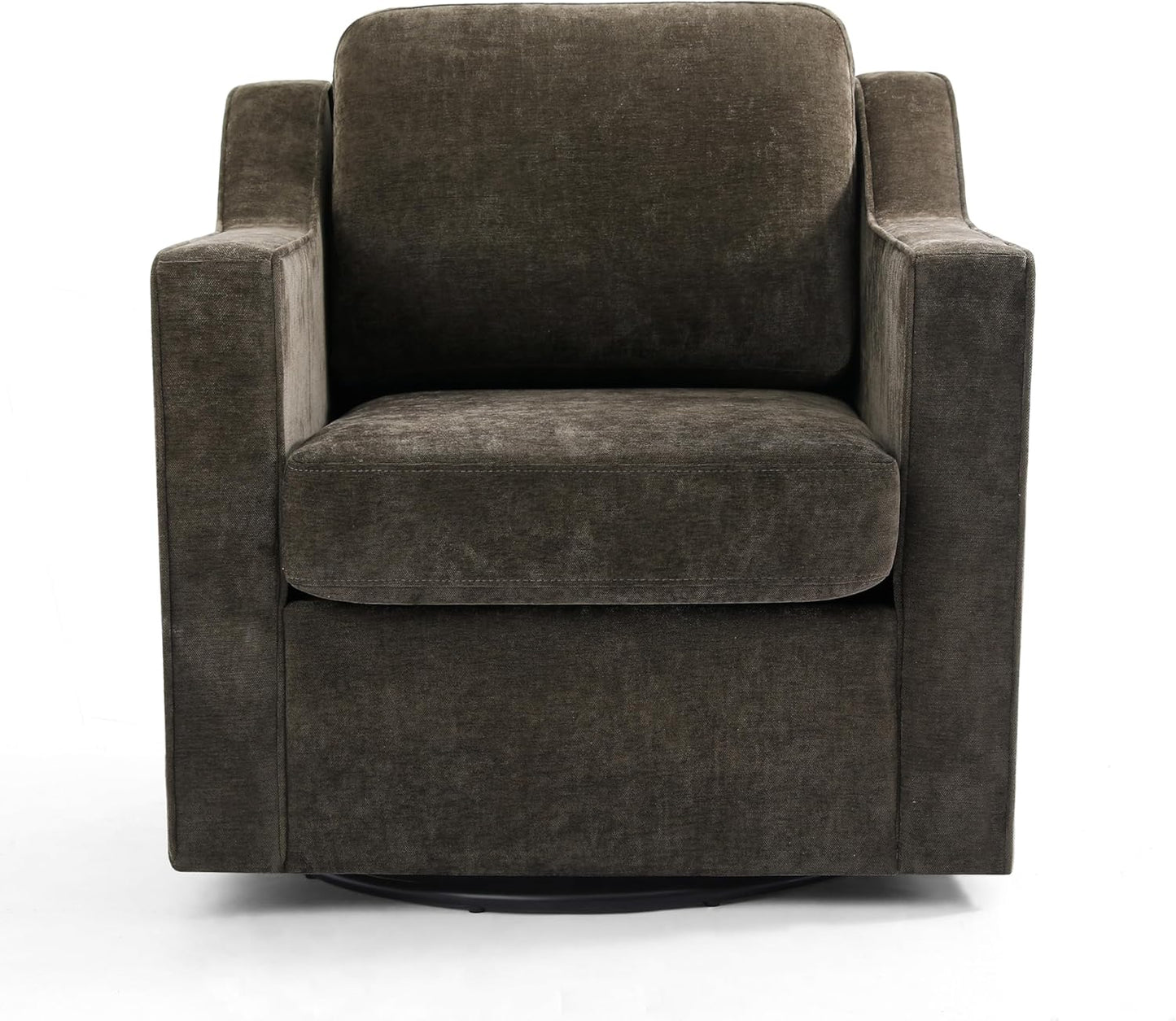 UIXE Swivel Accent Chair Set of 2, Chenille Upholstered Arm Chair for Living Room, Modern Club Armchair Comfy Single Sofa Bedroom Reading Seat with Lumbar Pillow - Coffee