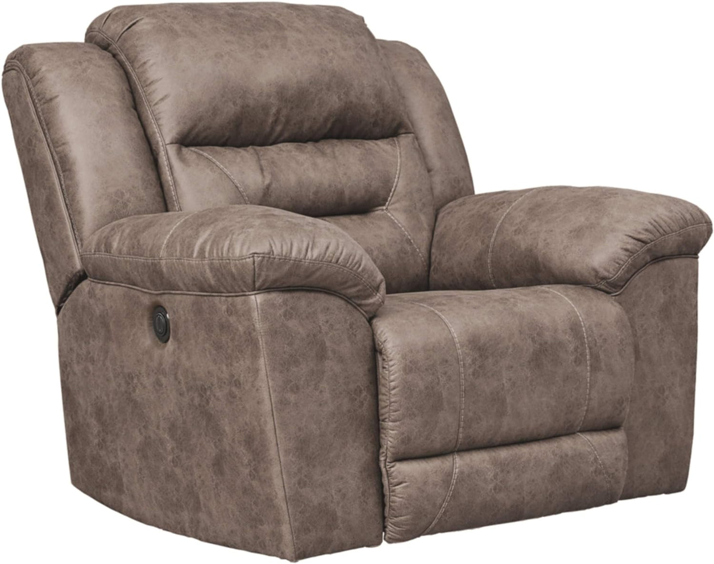 Signature Design by Ashley Stoneland Faux Leather Power Rocker Recliner, Dark Brown