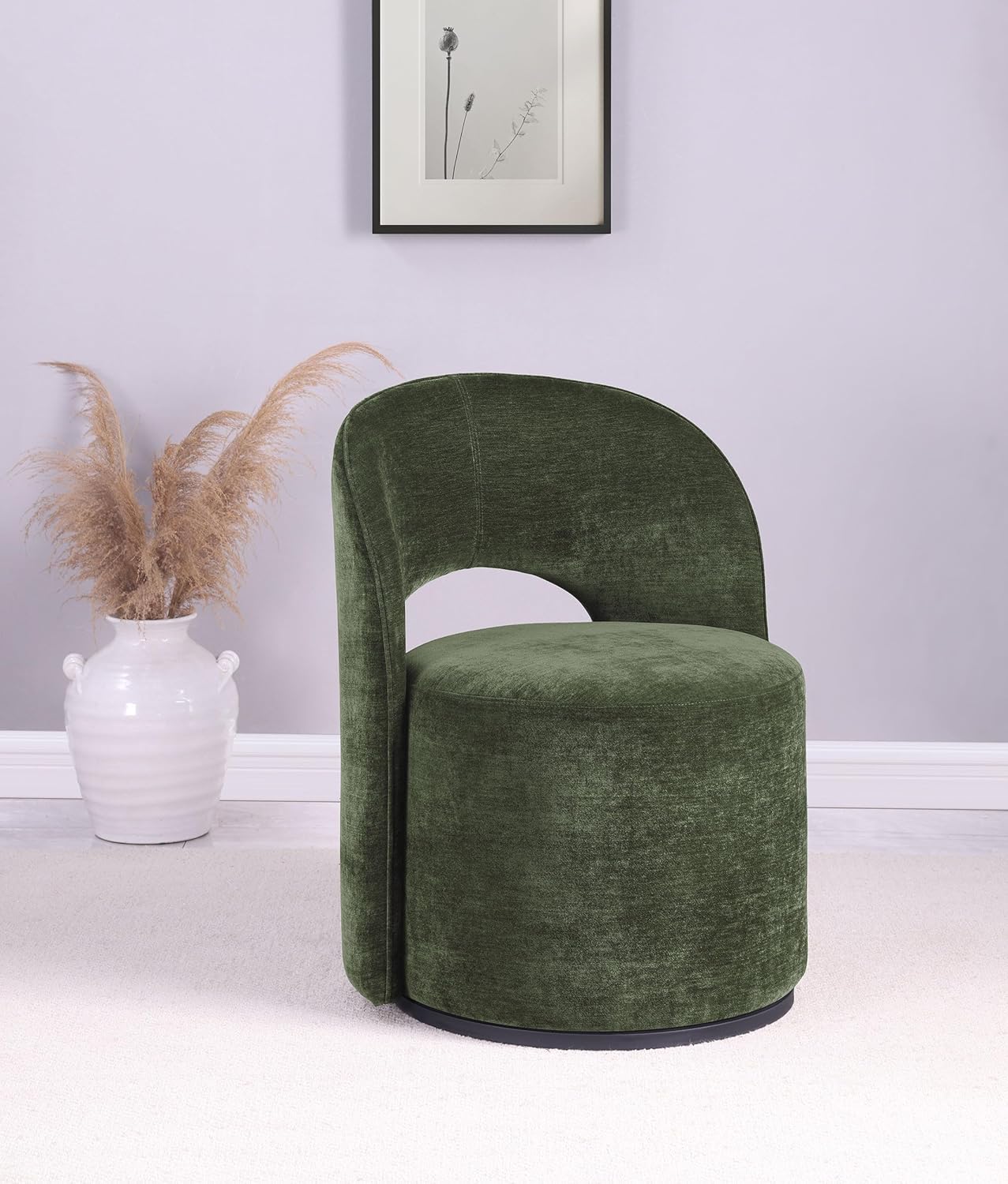 Coaster Home Furnishings - Harjo - Wood - Velvet Upholstered Swivel Accent Chair with Curved Backrest and Contemporary Style - Living Room - Olive Green - 907530