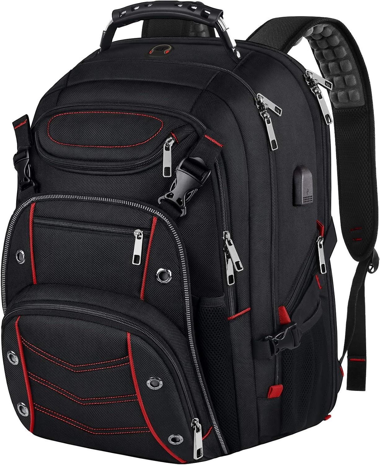 VECKUSON 18.4 Laptop Backpack for unisex, 60L Extra Large Gaming Laptops Back Bag with USB Charger Port,TSA Friendly Flight Approved and RFID Anti-Theft Pocket Heavy-duty Pack,21.3*15.7*11.8inch Grey