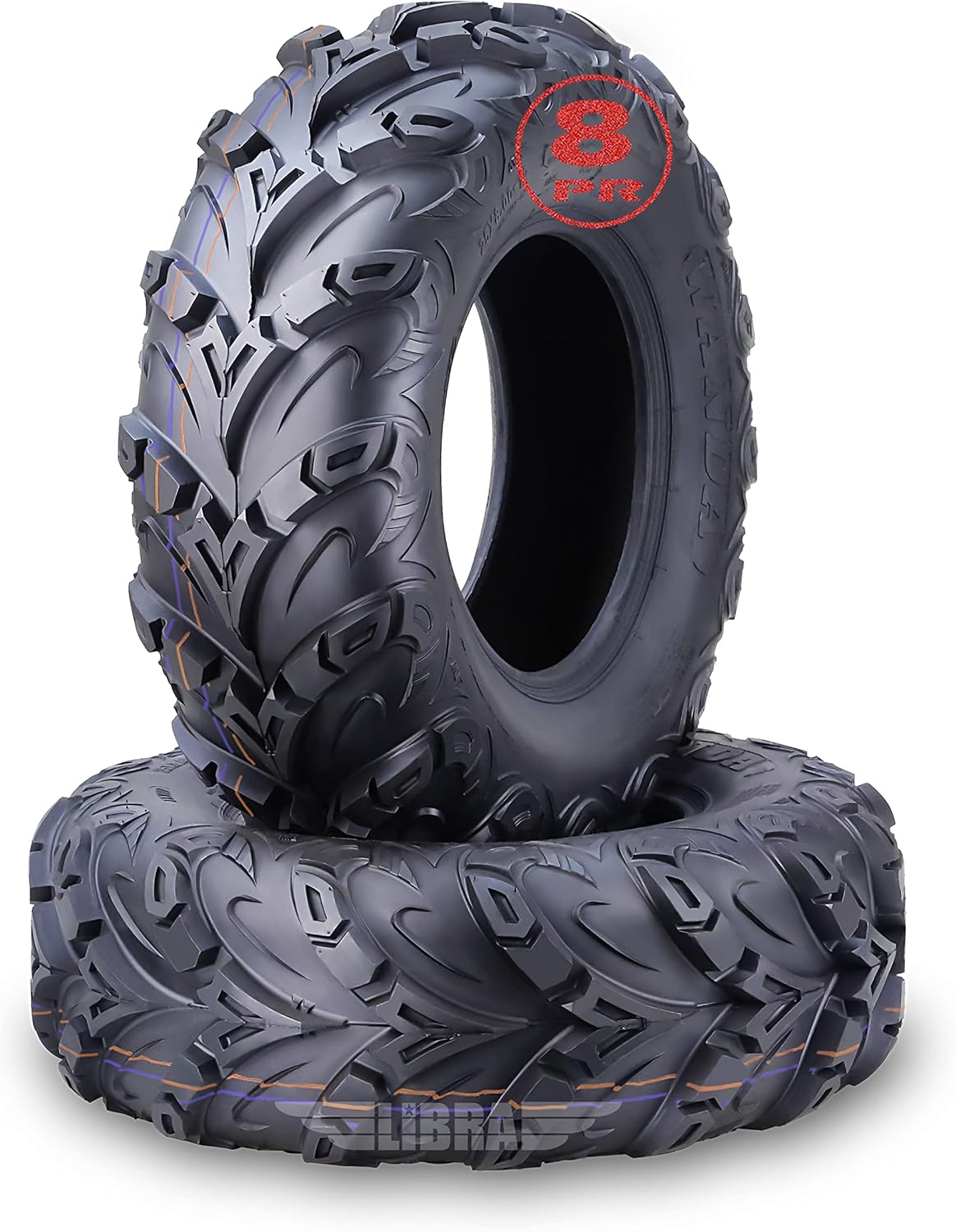 WANDA Performance 8 Ply ATV Tires 22x10-9 Mud Sling fit Honda Recon Suzuki Ozark 250, Set 2