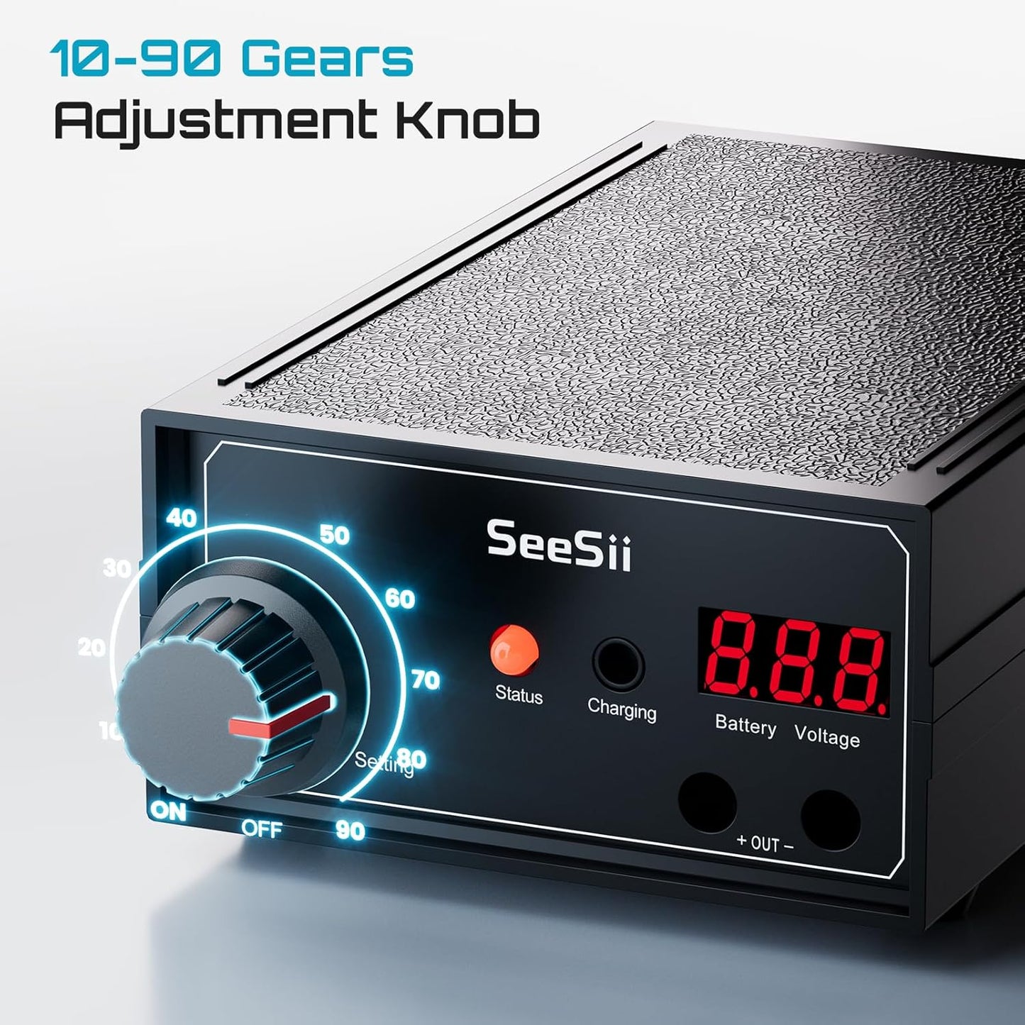 SEESII Battery Spot Welder: Battery Welder Kit for 0.1-0.3mm Nickel Strip Welding, Spot Welder for Lithium Battery, 10-90 Gears, Foot Pedal Control, Dual Pulse, Ideal for 18650 Battery DIY