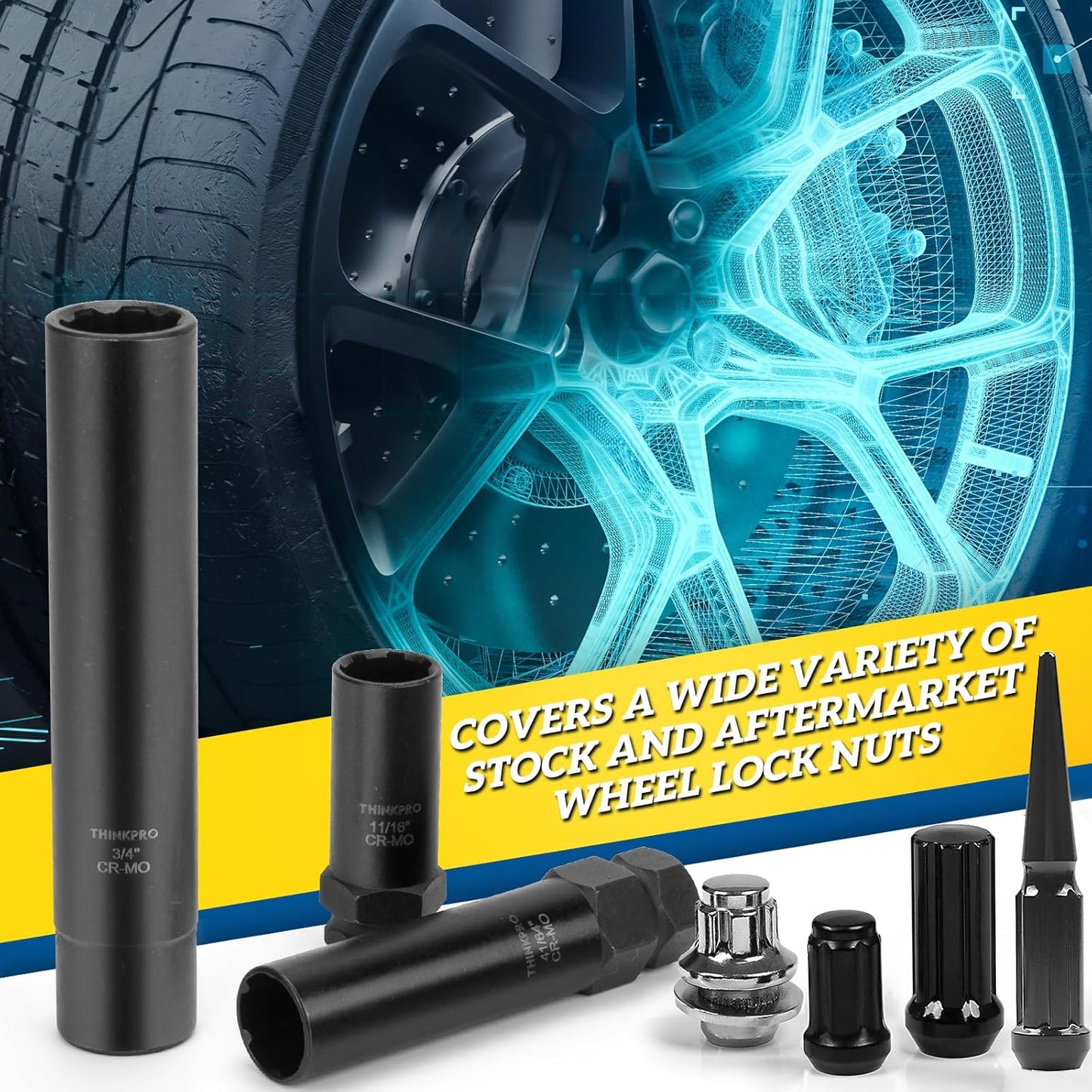 Wheel Lock Removal Kit 10 Piece, Spline Hex Master Key Set,Remove Rusted Frozen Lug Nuts on Aftermarket Wheels,Cr-Mo Steel