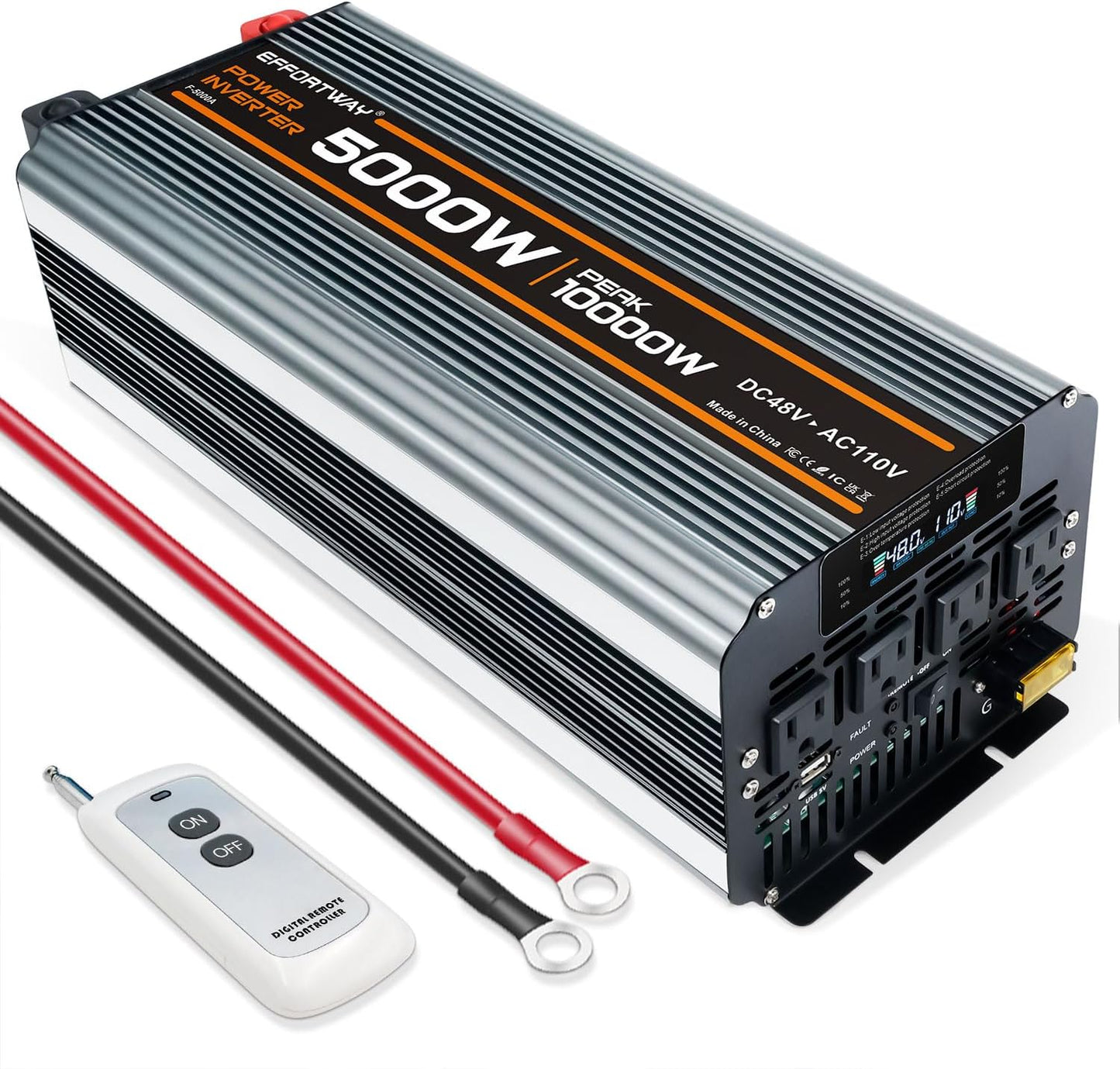 2000W Power Inverter 4000W (Peak). 12V DC to 110V/120V AC Converter with LCD Display, 2 AC outlets, 2 USB, 2000w Inverter for Camping RV Travel Outdoor Truck Off-Grid Solar inverters