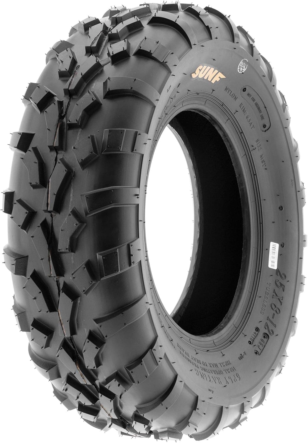 Set of 4 SunF A010 25x8-12 Front & 25x11-12 Rear ATV UTV Lawn Mowers Tires, 6 PR, Tubeless