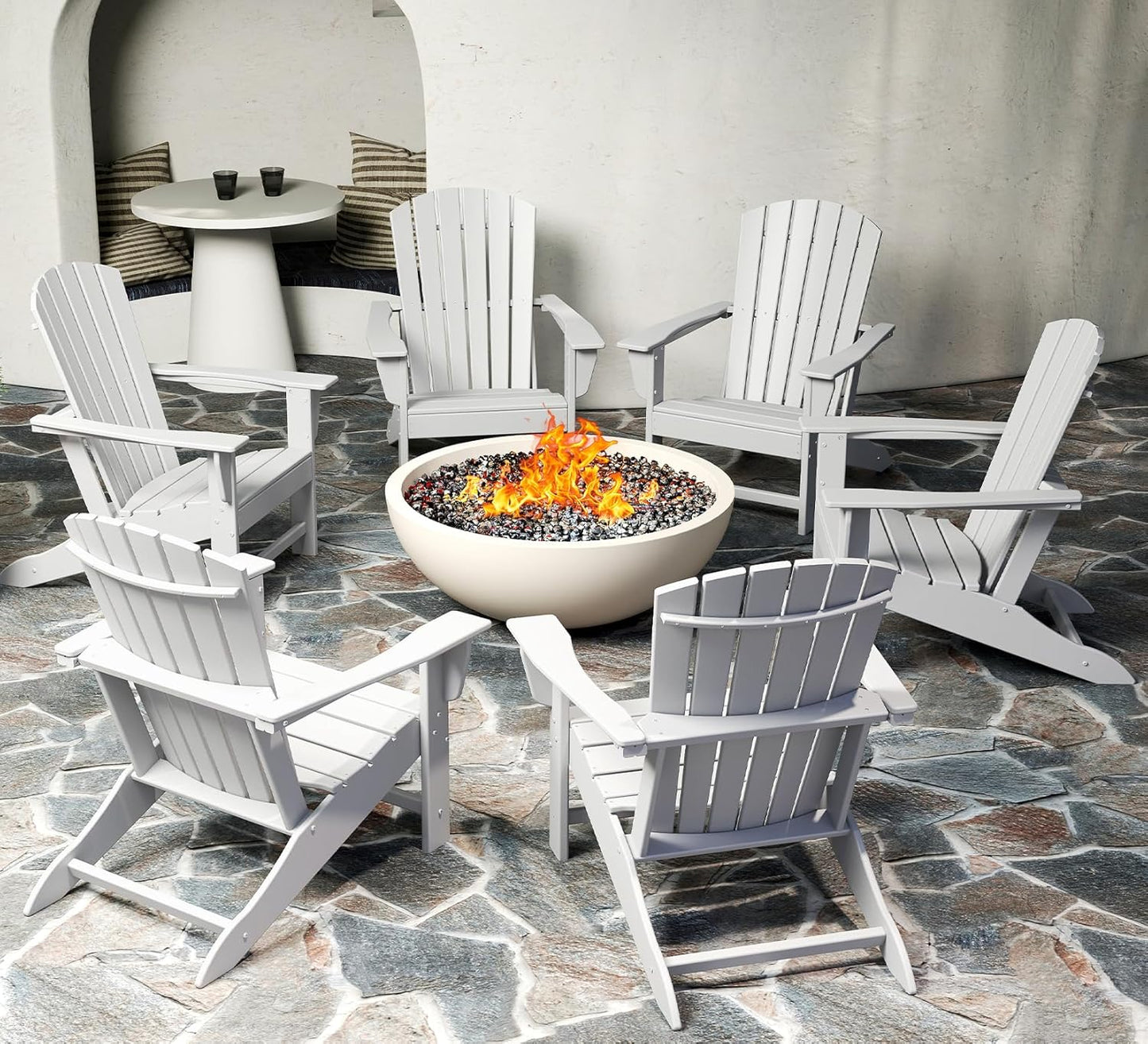 BRIOPAWS Adirondack-Chairs-Set of 4 | Fire Pit Chair | Oversized | HDPE Plastic | Weather Resistant | for Deck Outdoor Poolside Campfire | Blue