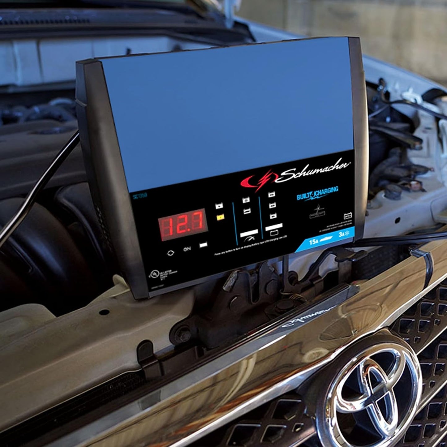 Schumacher Electric Rapid Battery Charger and Maintainer, SC1359, 4-in-1, Fully Automatic, Battery Tester, 15 Amps, 6 Volt, 12 Volt, for Car, SUV, Truck, and Marine Batteries