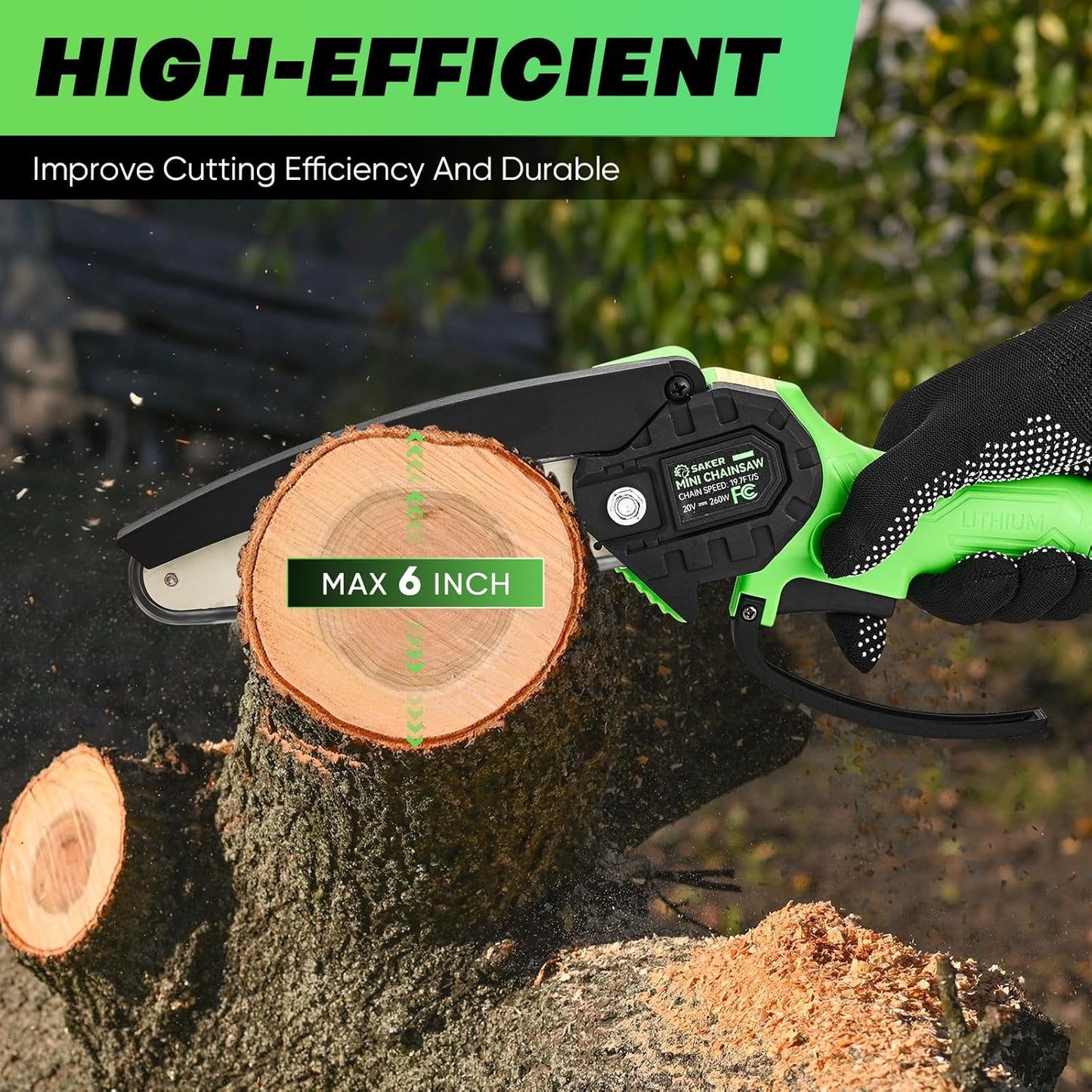 Saker Mini Chainsaw|6 Inch Chainsaw[2025 Upgraded]|Mini Cordless Electric Chain Saw|Small Handheld Portable Chainsaw Battery Powered Chain Saw for Tree Trimmer and Garden,Christmas Gifts for Men Women