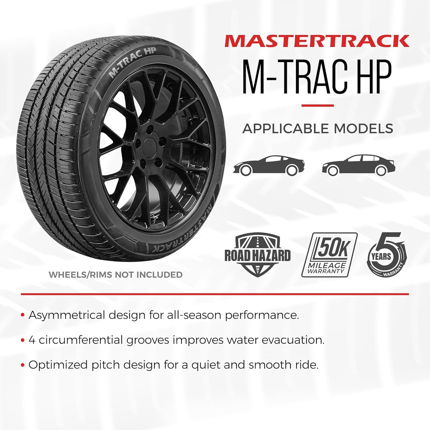 Set of 4 Mastertrack M-TRAC HP 235/50ZR18 97W High Performance All Season Passenger Tire 235/50/18 + Road Hazard Warranty Included (Tire Only)
