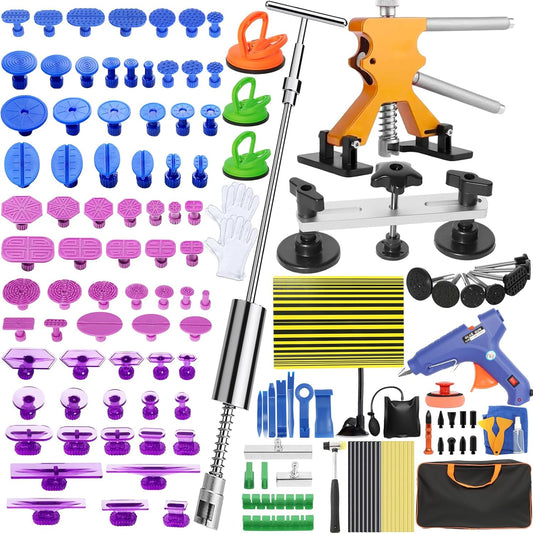 150 Pcs Paintless Dent Repair Kit, Car Dent Puller Kit, Removal Tools with Reflector Board – Dent Puller for Car Body, Big & Small Dents, Door Dings, Creases, Hail Damage