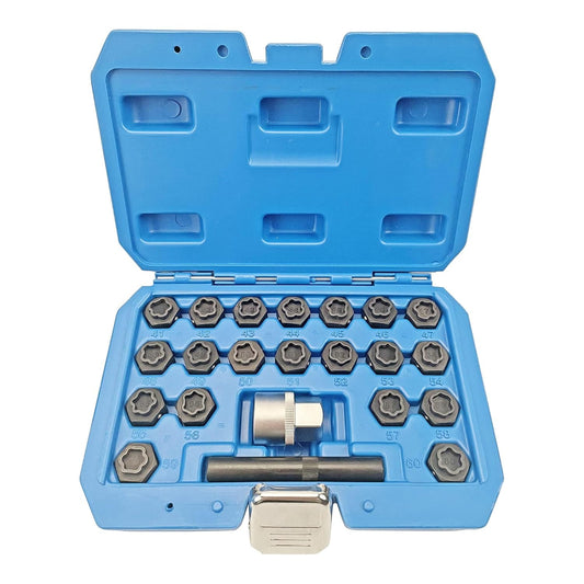 22PCS Wheel Locking Nut Key Kit Compatible with BMW Series, Wheel Lock Nut Socket Adapter Set, Anti-Theft Lug Removal Tool, Anti-Theft Screw Remover Hand Repair Tool