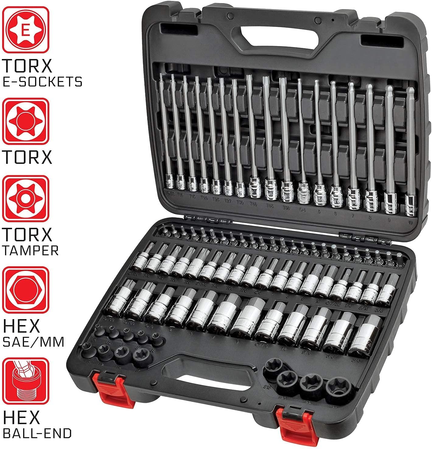 CARBYNE 84-Piece Master Hex & Torx Bit Socket Set | S2 Steel Bits, CrV Steel Sockets, Corrosion-Resistant, Durable Case | 1/4", 3/8" & 1/2" Drive
