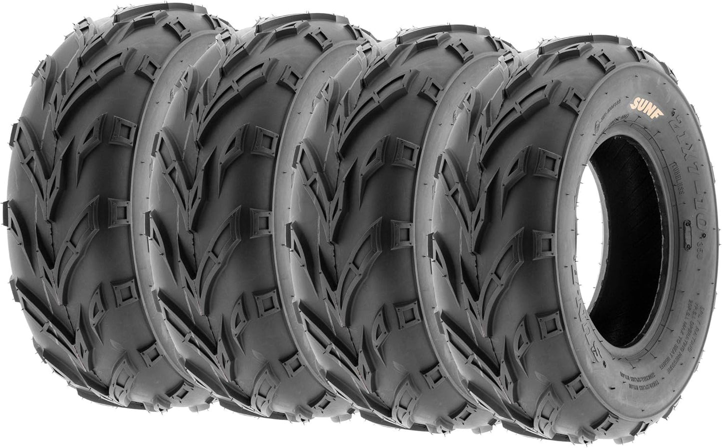 Set of 4 SunF A004 Go-Kart ATV Tires 16x6-8 Front & 16x7-8 Rear, all terrain, 6 PR, Tubeless