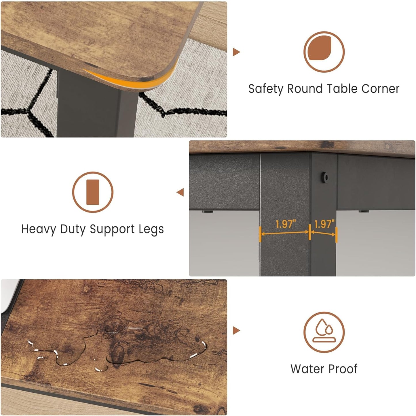 63 Inch Computer Desk, Large Office Desk with Black Metal Frame, Modern Simple Style Gaming Table, Sturdy Write Desk for Home,Work,Study,Black and Gray