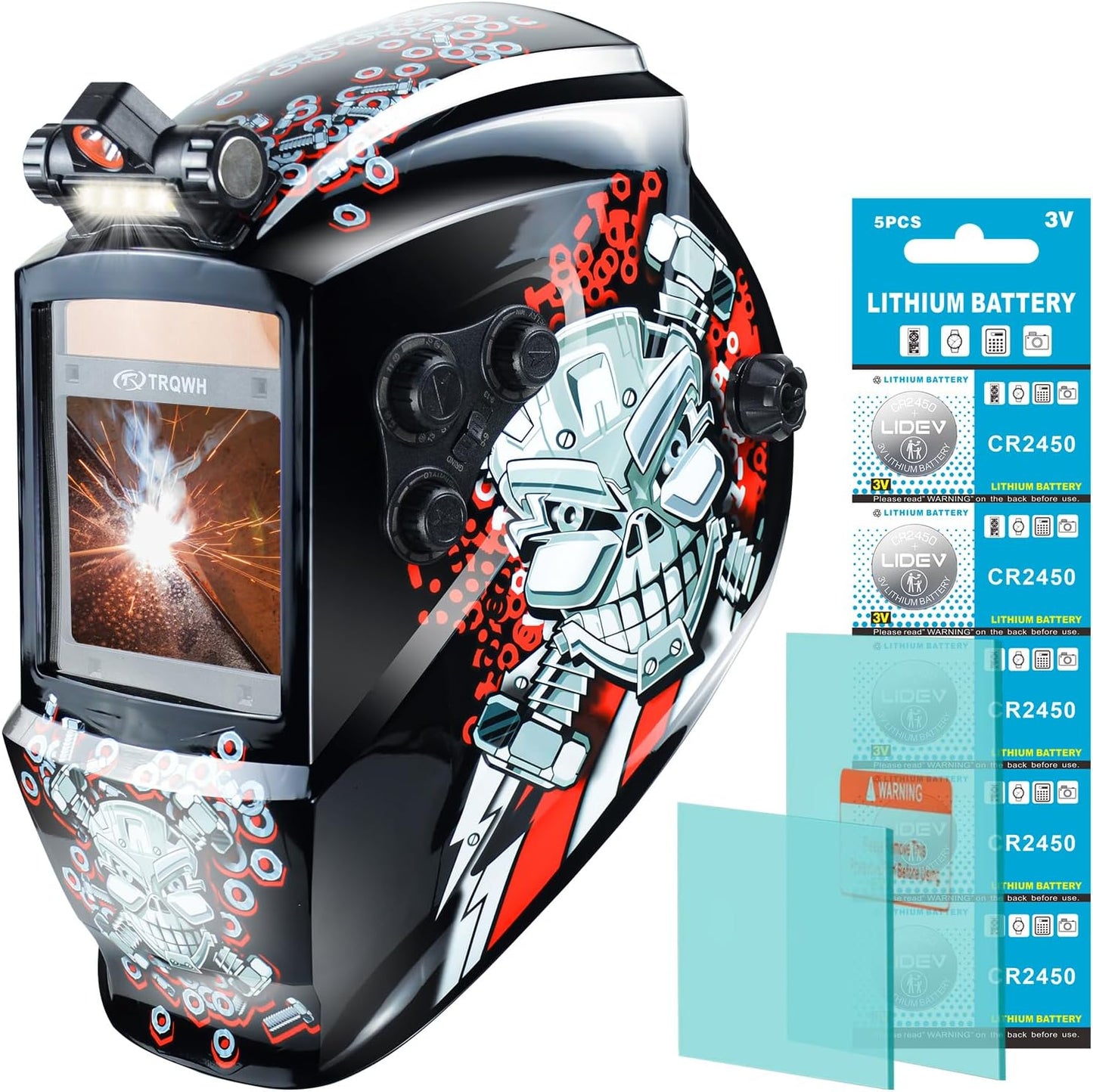 Welding Helmet Auto Darkening Large Viewing True Color Solar Powered Welding Mask with 4 Arc Sensor Adjustable Wide Shade Range 4~5-8/9-13 Welder Mask with Grinding