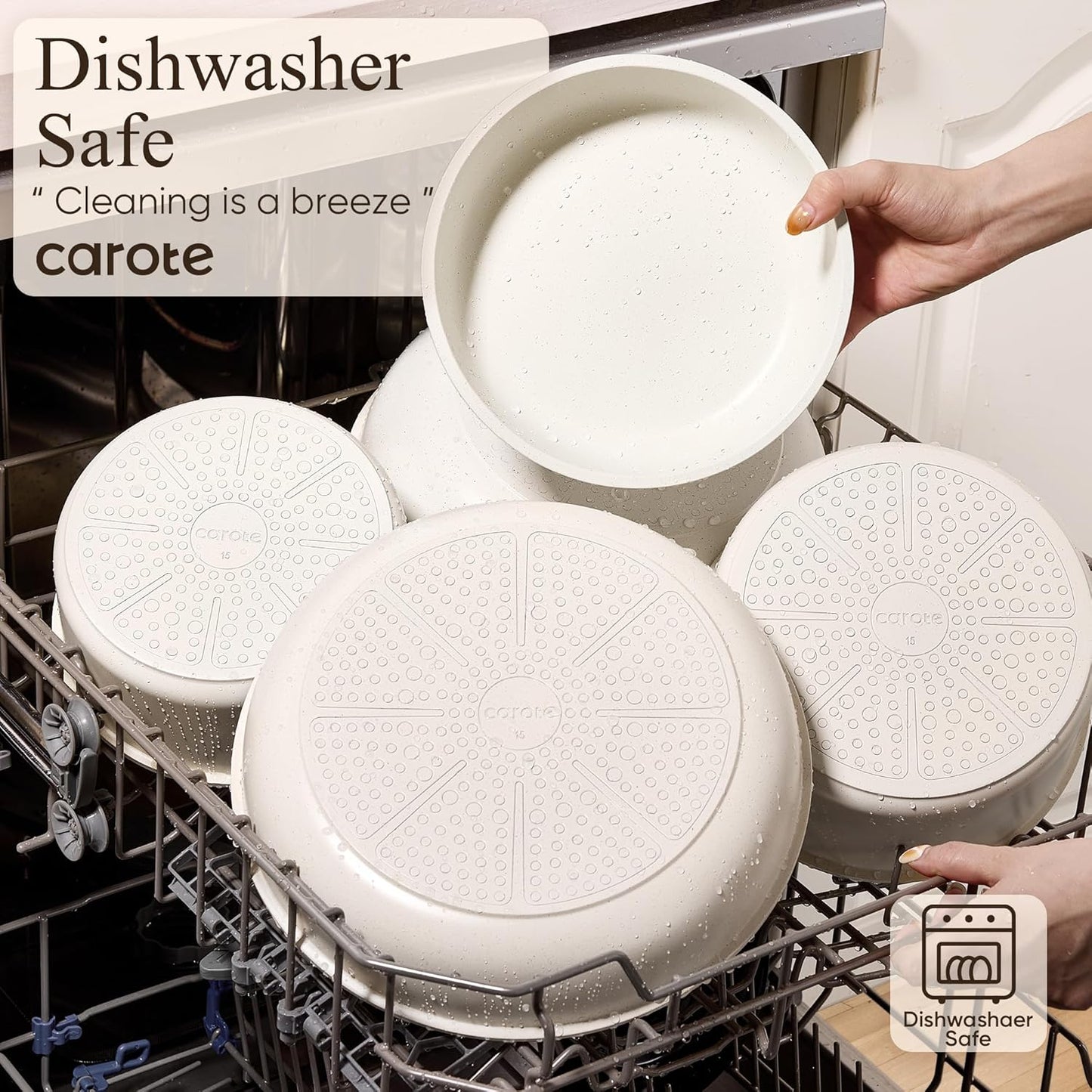 CAROTE 17pcs Pots and Pans Non Stick, Cookware Sets Detachable Handle, Induction Kitchen Pots and Pans,NonStick Cooking Set, Oven/Dishwasher/Fridge Safe, Space Saving