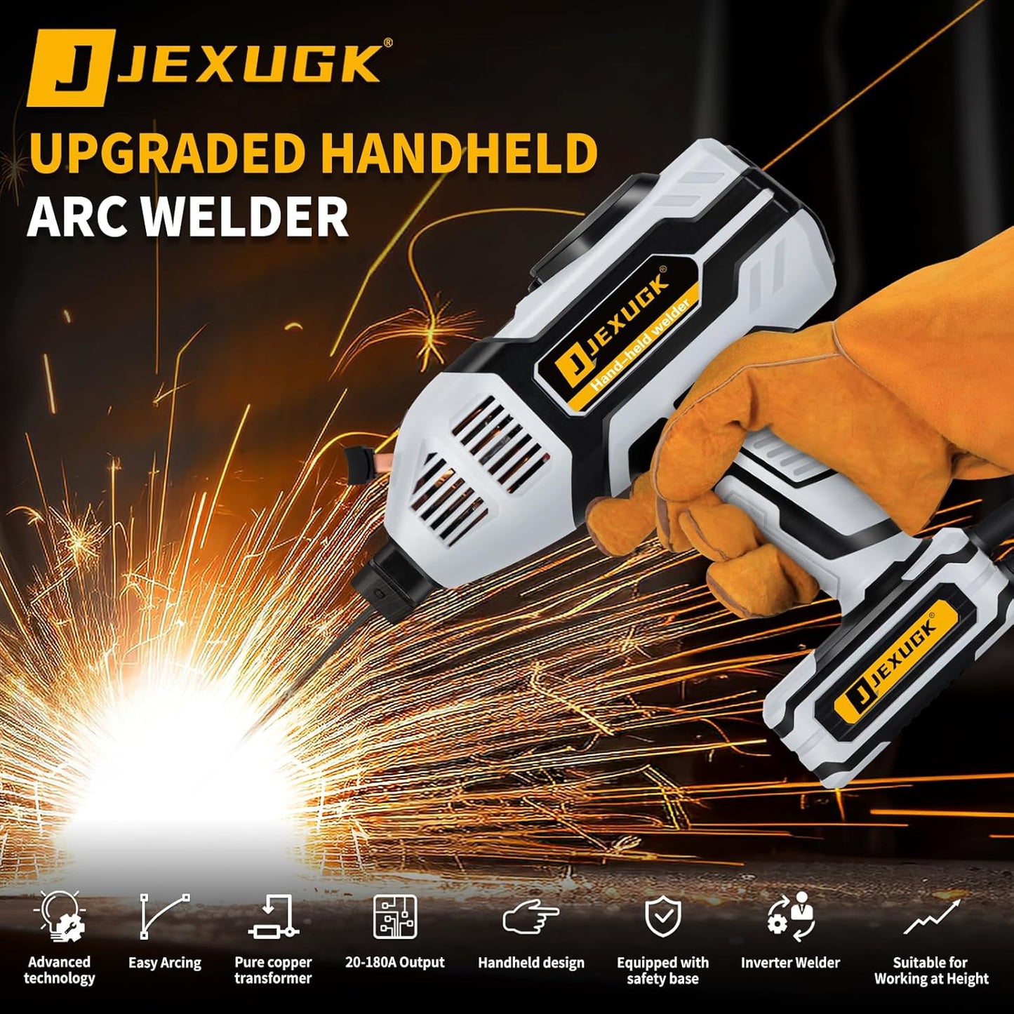 180A Handheld Portable Welder Machine, 110V Small ARC Welders Soldadora with 20PCS Rods & IGBT Inverter 5 Variable Current Adjustment, Small Maquina De Soldar Portatil Gun for 3/32" Wire Rods