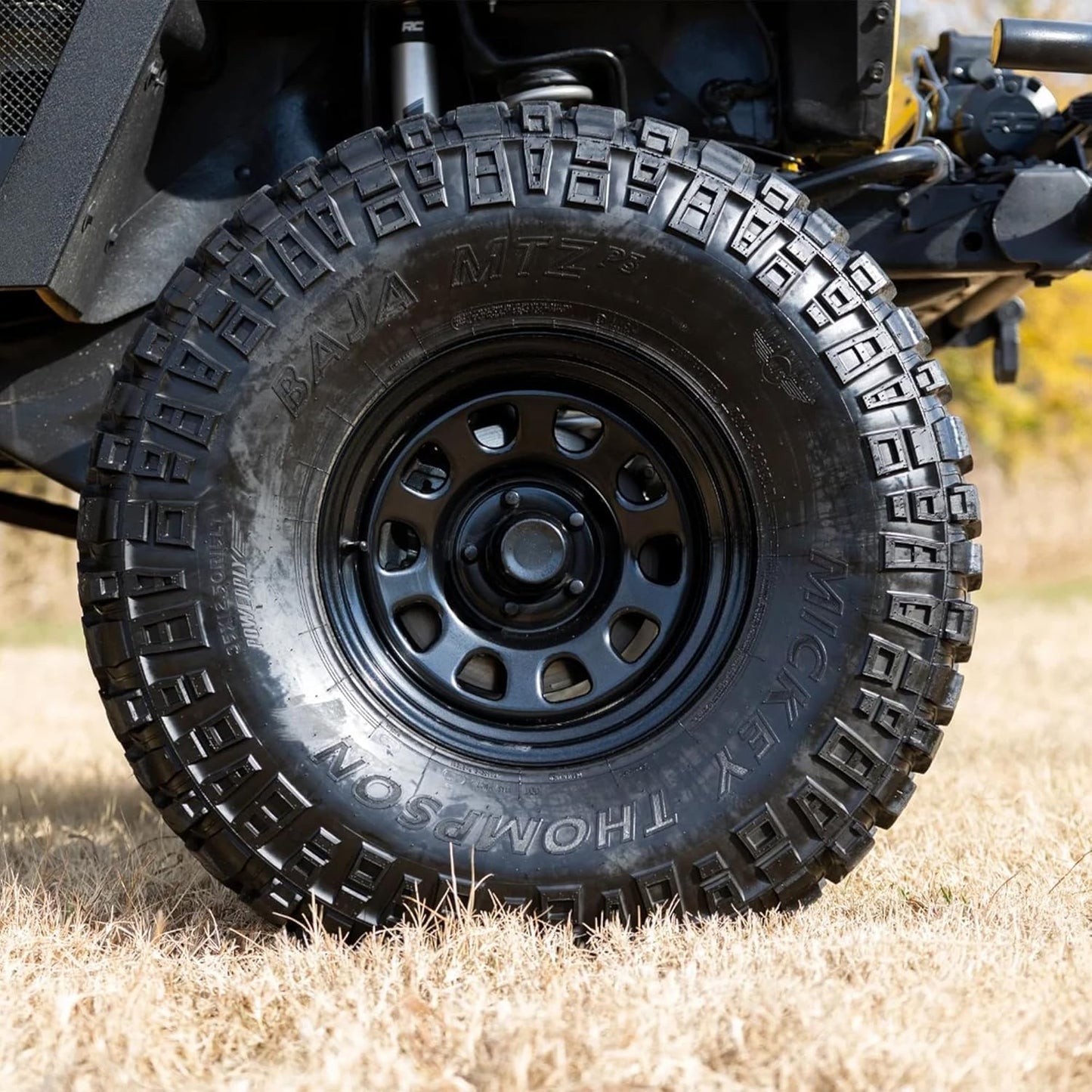 Rough Country Black Steel Wheel - 15x8, 5x4.5 Bolt Pattern, 19mm Offset, 3.30 Bore, Heavy-Duty D-Window Off-Road Rim for Trucks & Jeeps