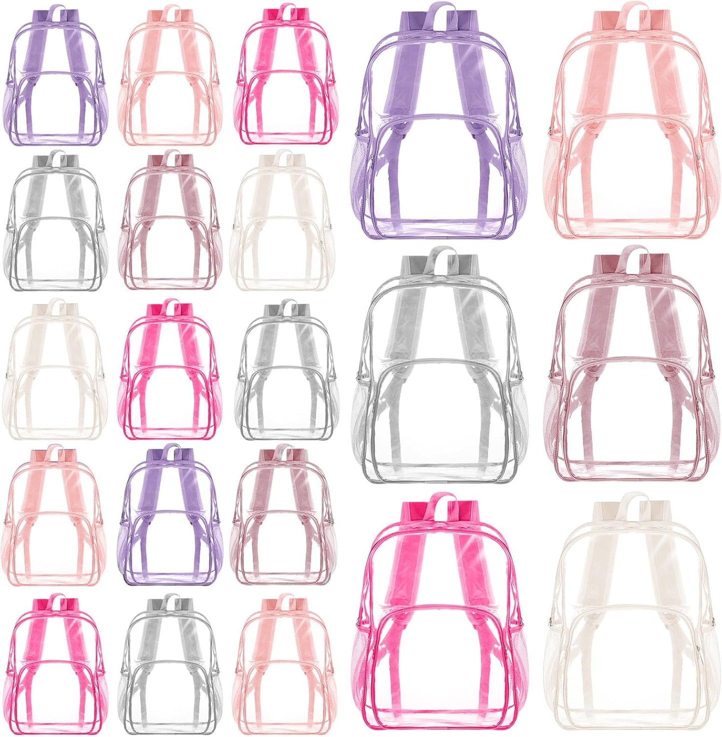 Amylove 48 Pcs Clear Backpack for Stadium Events Heavy Duty PVC Transparent Bookbag for College Workplace Security (15 Inches,Black)