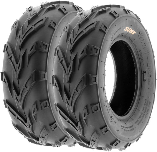 SunF 19x7-8 ATV UTV Off-Road Tires, 19x7x8 Mini Bike Tires 6Ply Tubeless A004, Set of 2
