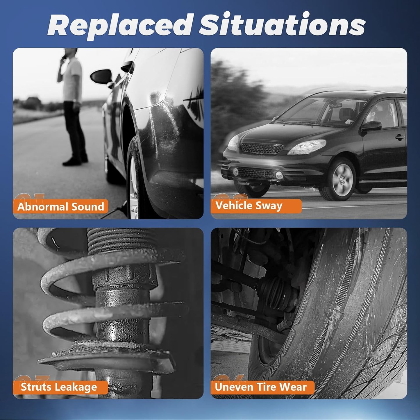 Complete Front Rear Struts Shock Absorbers 344040 344041 37021 Compatible for 1998-2005 Chevy Blazer / 1994-2003 Chevy S10/GMC Sonoma 4x Replacement Shock Absorbers