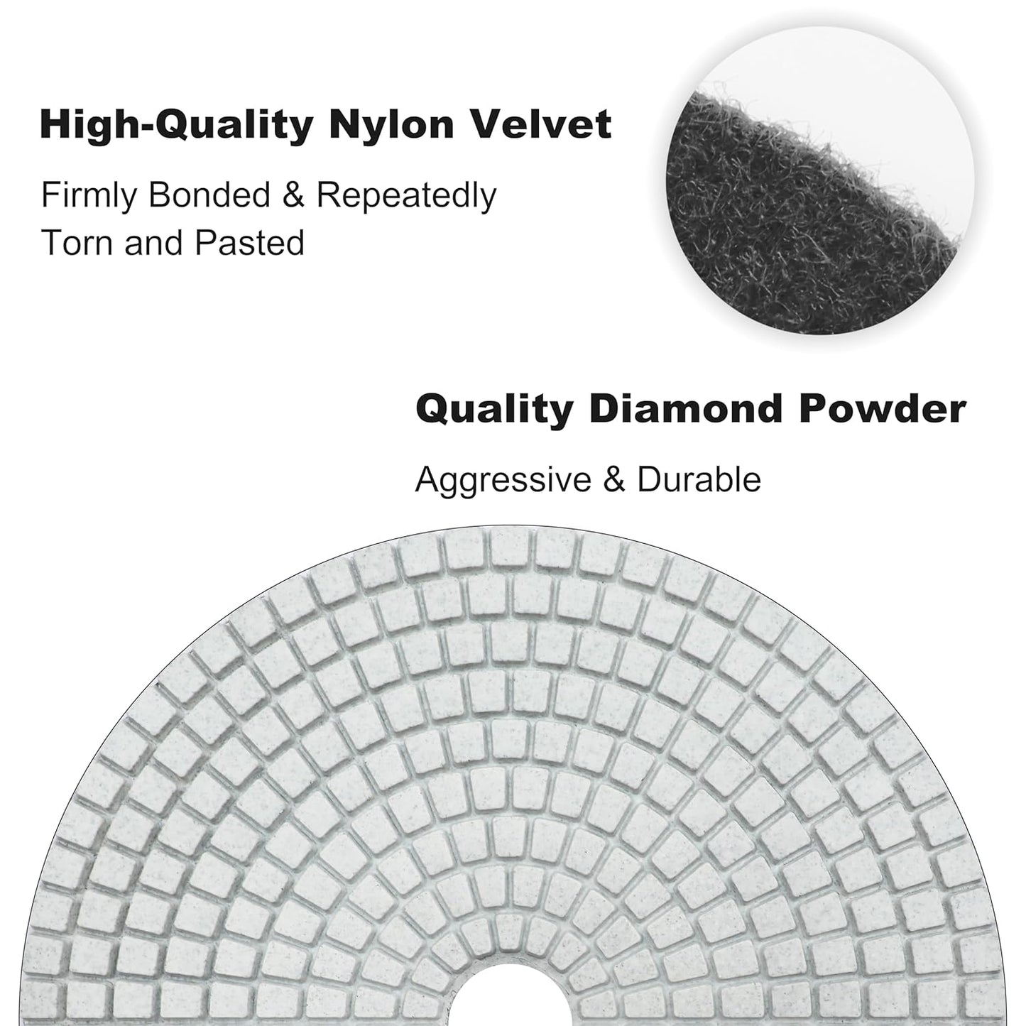 11 Packs 7 Inch Diamond Polishing Pads with 5/8"-11 Backer Pad 9 PCS Wet/Dry Polish Pad Kit for Drill Grinder Polisher 50-10000 Grit Pads for Marble Tile Quartz Granite Concrete Countertop