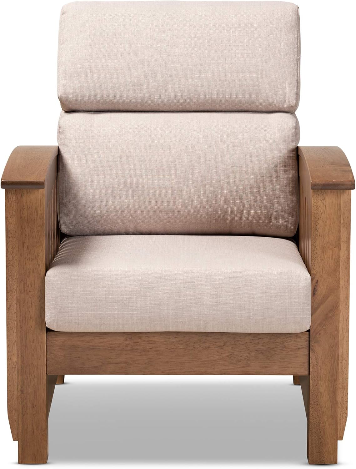 Baxton Studio Chairs, Taupe/Walnut Brown