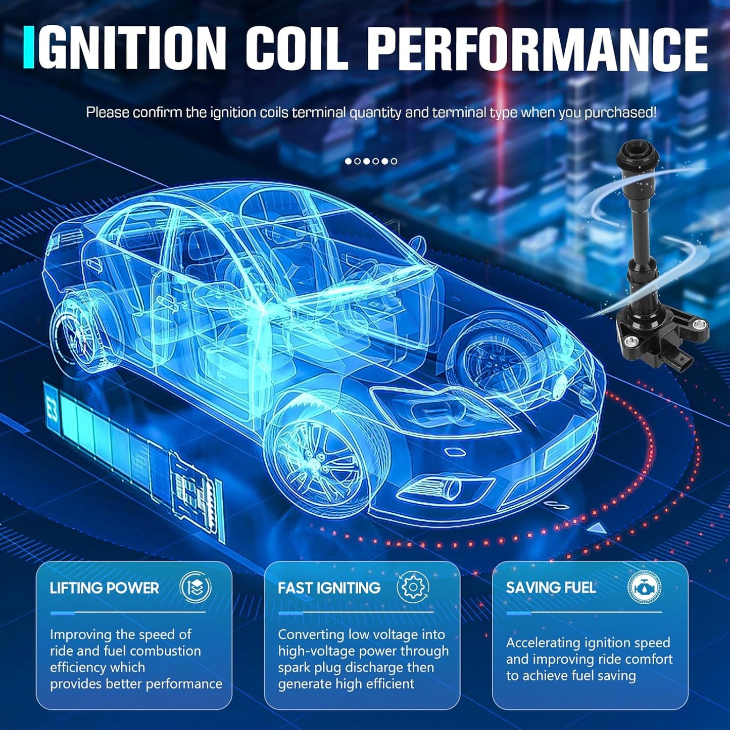Set of 4 Ignition Coil Compatible with 2013-2016 Escape 2014-2016 Fiesta 2013-2014 Fusion 2014-2016 Transit Connect Replacement for UF674 1832313 26024066 C1830