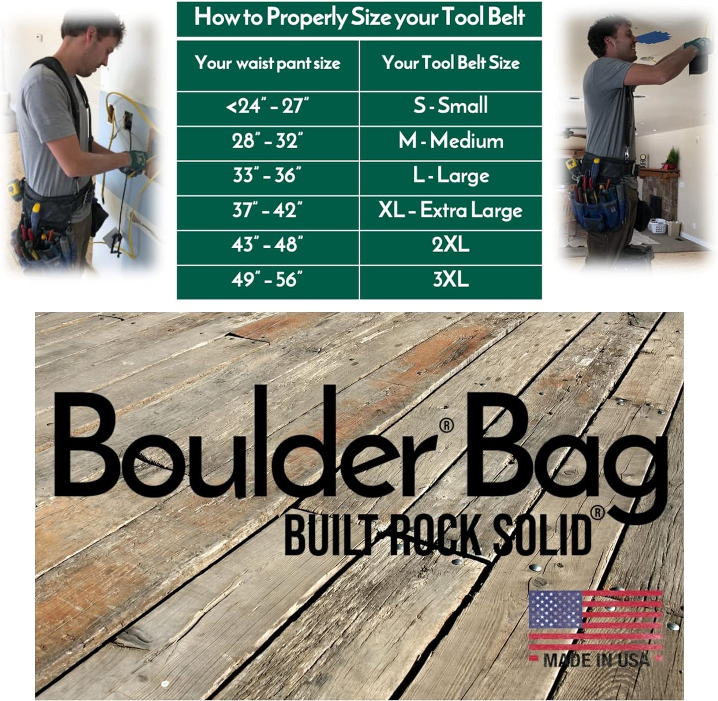 BOULDER BAG Ultimate Electrician's MAX Combo with Comfort Back Support Tool Belt, Leather Belt Buckle, Heavy Duty Tool Belt, Black, (Medium 28-32 Inch Waist), Tool Belt Made in USA