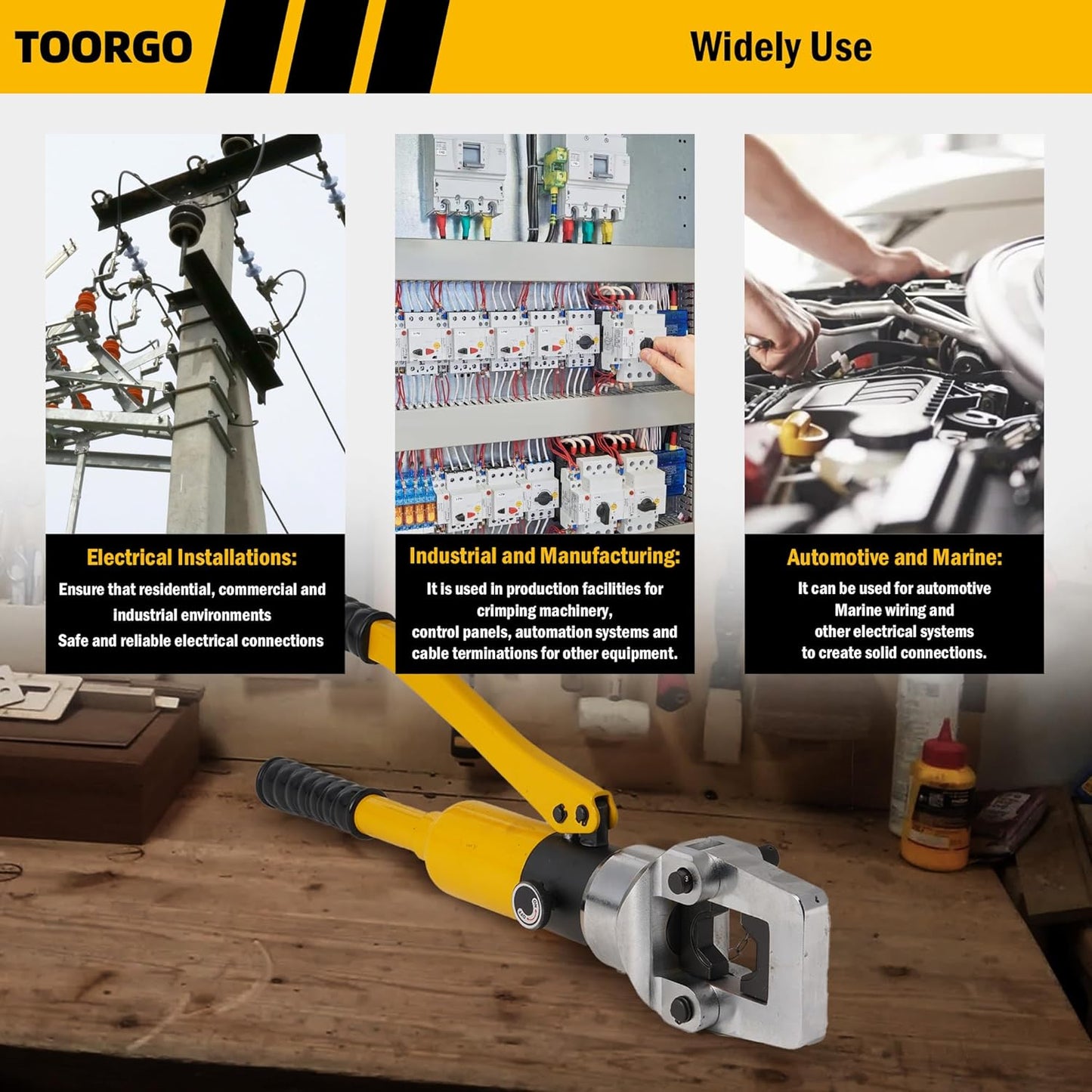 Cable Lug Crimping Tool, 6 AWG to 800 MCM Hydraulic Plier, 16 Ton Hand Crimping Tool for Wires, Terminal, Lug, Crimping Tool Kit with 12 Dies