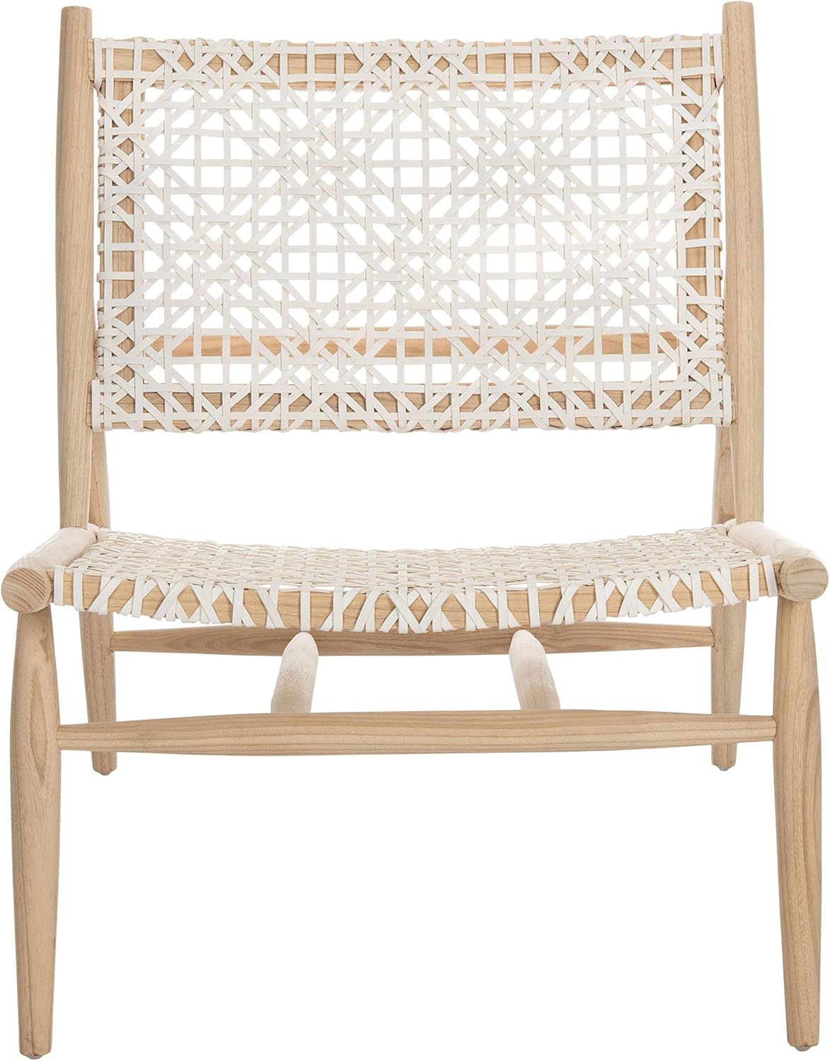 Safavieh Home Bandelier Light Natural and White Leather Woven Accent Chair
