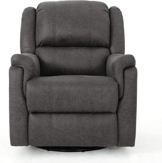 Christopher Knight Home GDFStudio Jemma Tufted Slate Microfiber Swivel Gliding Recliner Chair