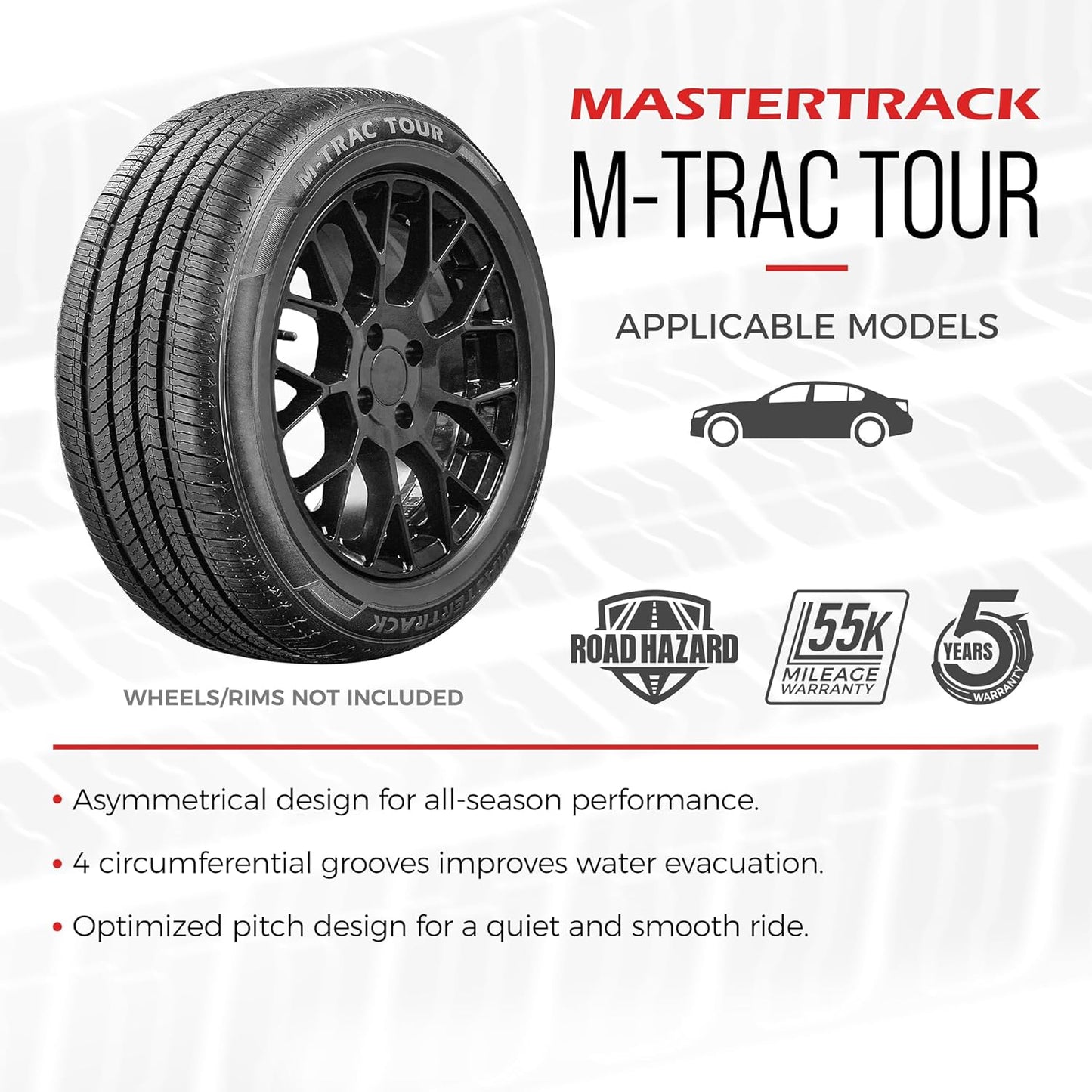 Set of 2 Mastertrack M-TRAC TOUR 215/55R16 93H All Season High Performance Passenger Tire 215/55R16(Tire Only)