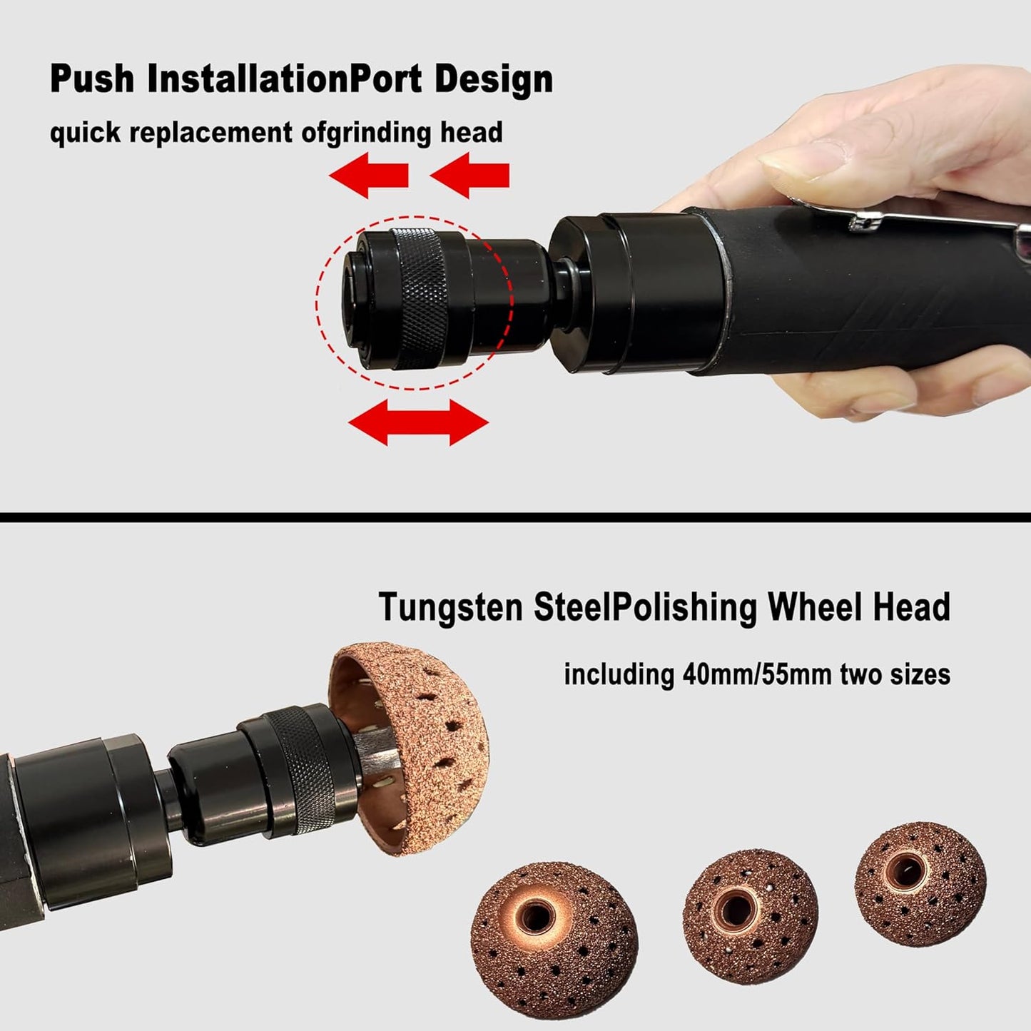 Car Air Tire Repair Polish Patch Tools Set, Include 2500rpm Low Speed Air Tire Buffer Tire Inner Liner Scrapper Patch Roller Tungsten Steel Buffing Wheel Head 40mm 55mm