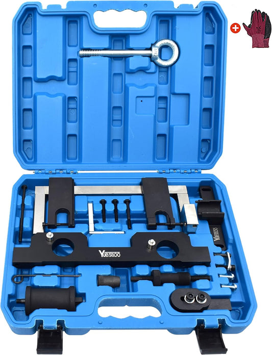 17PCS Camshaft Alignment Timing Tool Kit, Compatible with BMW N20 N26 Engine, with Flywheel Holder Tool & Balance Shaft Tool & Fuel Injector Remover Kit, 212831, 119340, 212830, 219548