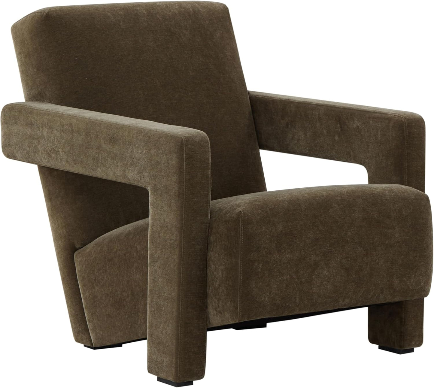 SAFAVIEH Couture Collection Taylor Modern Dark Olive Green Velvet Accent Chair (Fully Assembled)