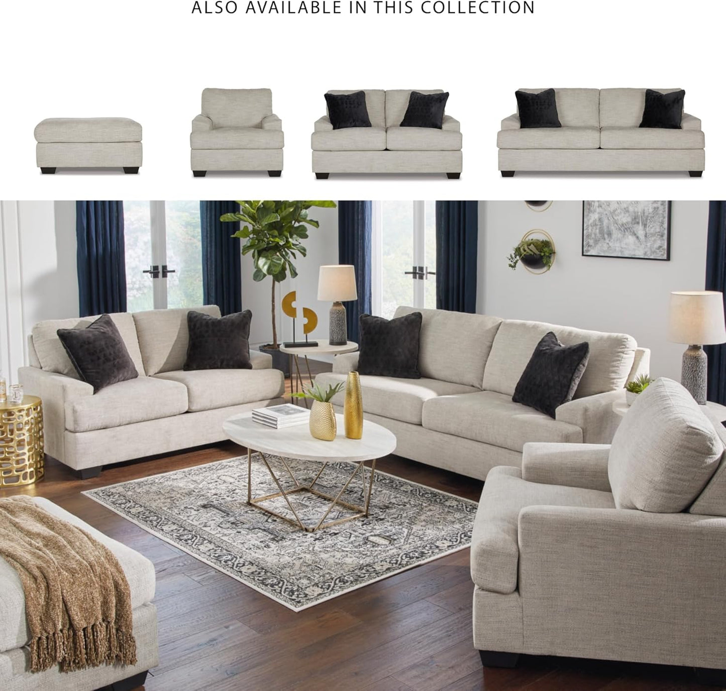 Signature Design by Ashley Vayda Casual Upholstered Chair, Light Gray