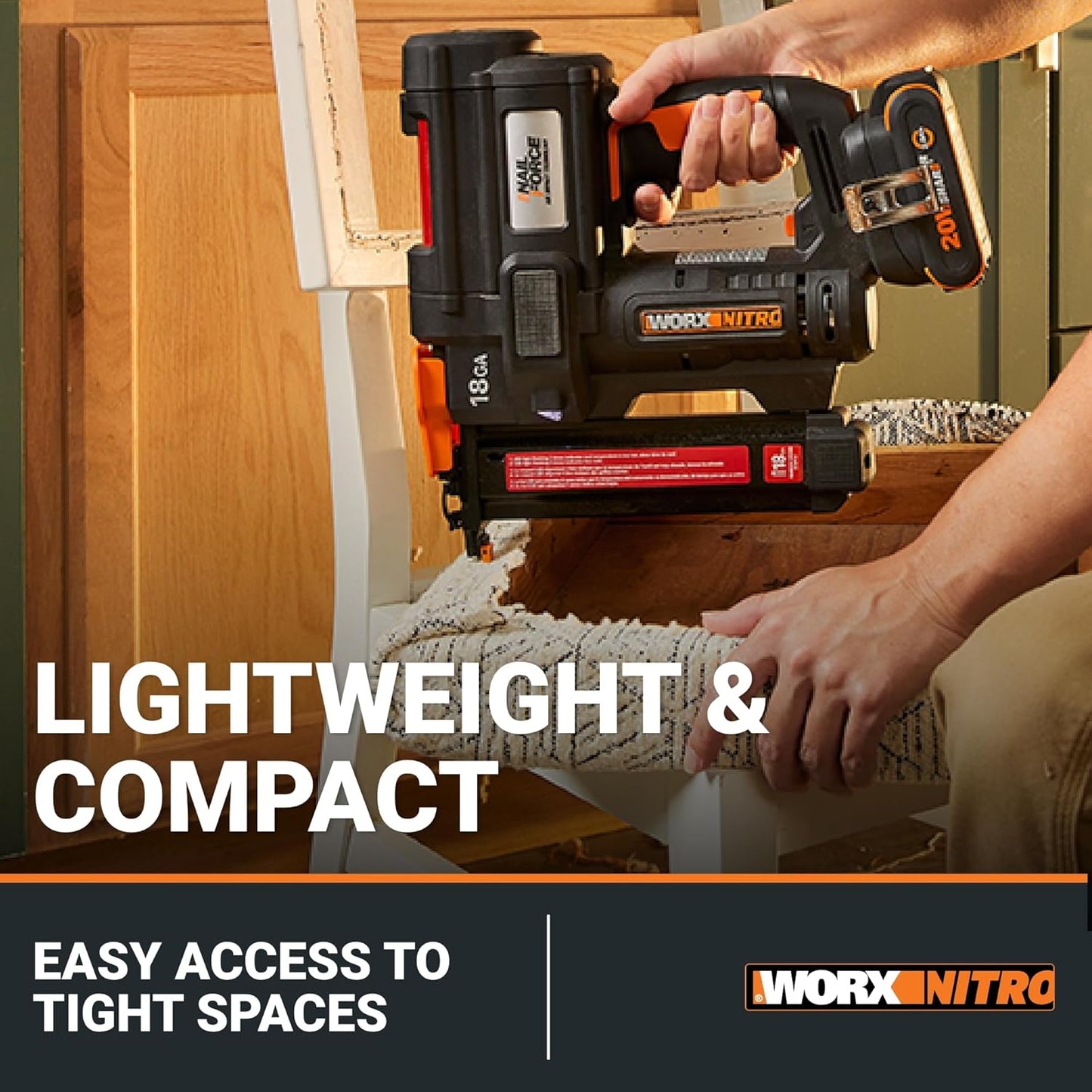 Worx Nitro 20V Cordless 18-Gauge Narrow Crown Stapler, Cordless Staple Gun Fires Up to 80 Staples/Min, Battery Powered Staple Gun with Tool-Free Jam Release WX844L.9 – Tool Only