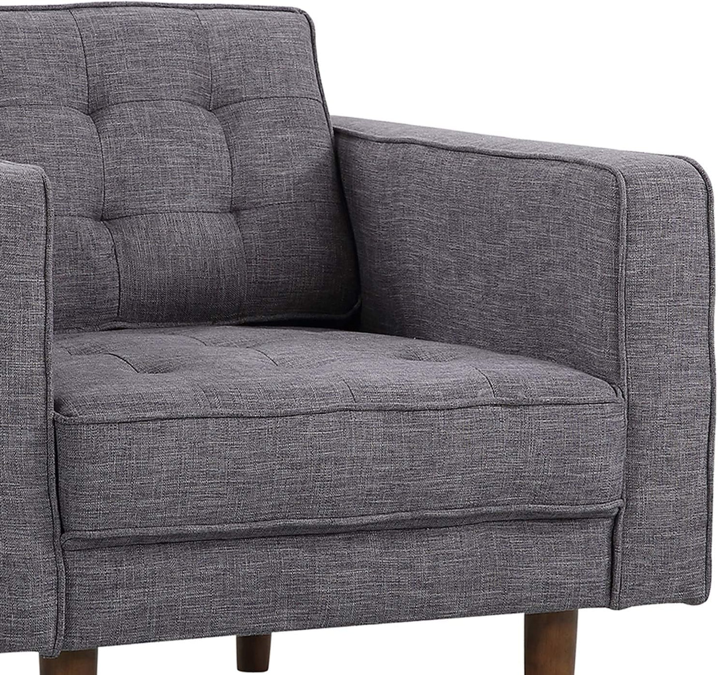 Armen Living Element Chair in Dark Grey Linen and Walnut Wood Finish